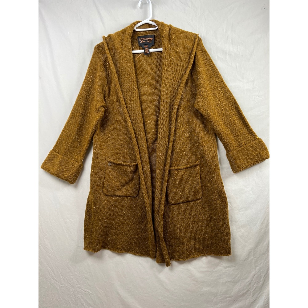 Soft Surroundings Cardigan Sweater Womens L Longline Hooded Back Tapestry Duster